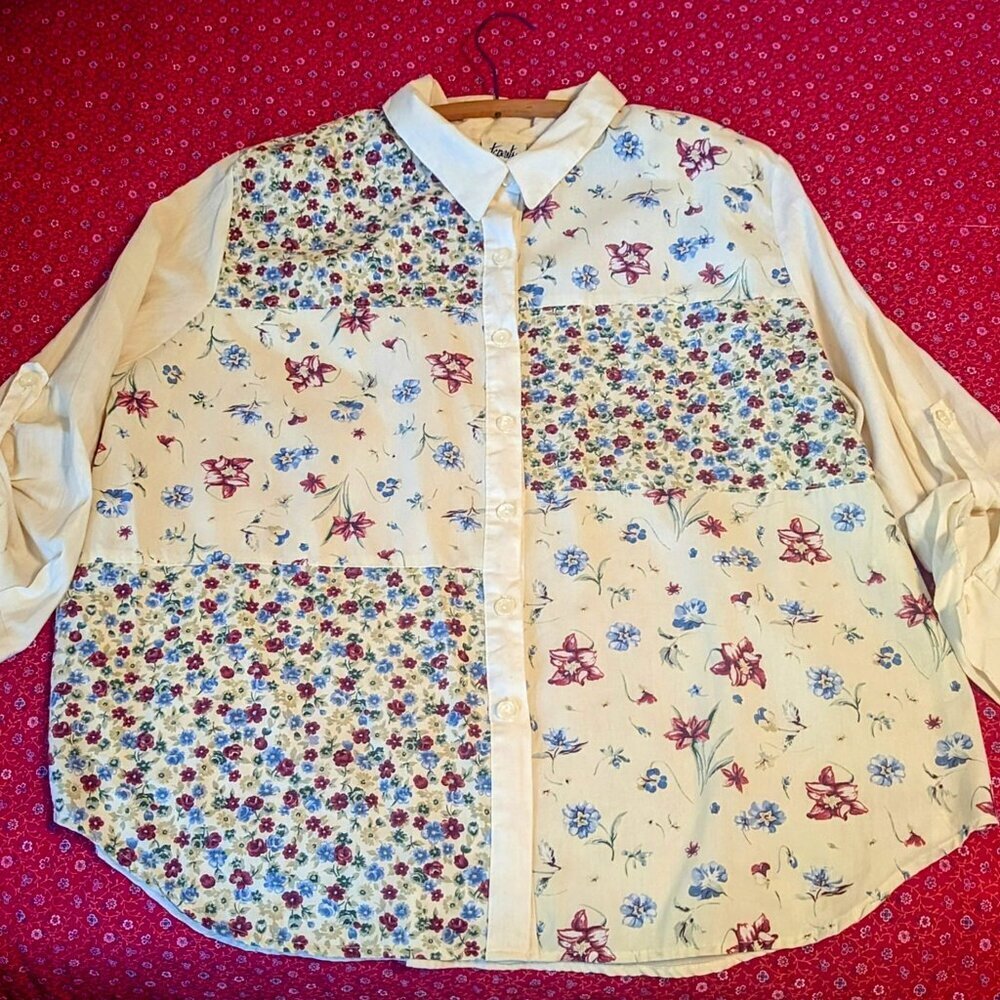Vintage Tapestry Patchwork Button Shirt Floral Bo… - image 7